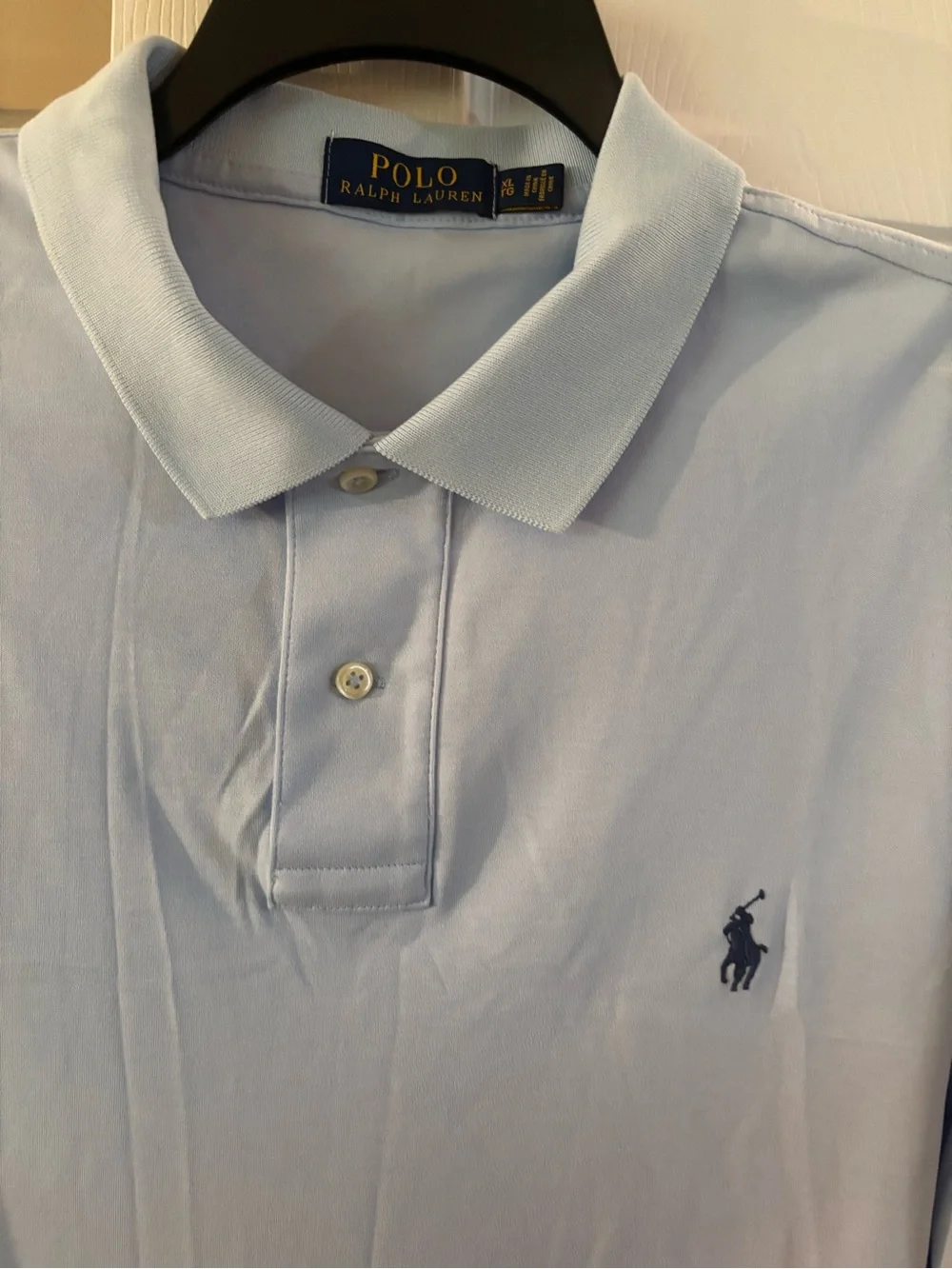 Polo by Ralph Lauren Pale Blue Cotton Polo Shirt with Embroidered Pony
